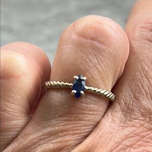 Vintage Sapphire Rope Design Ring, Size 6, Simulated Sapphire, 1970-1980’s Ring